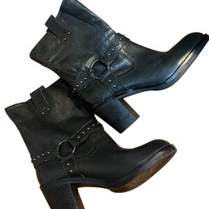 Nine West Black Studded Heeled Boots Size 8 Medium Porch pick